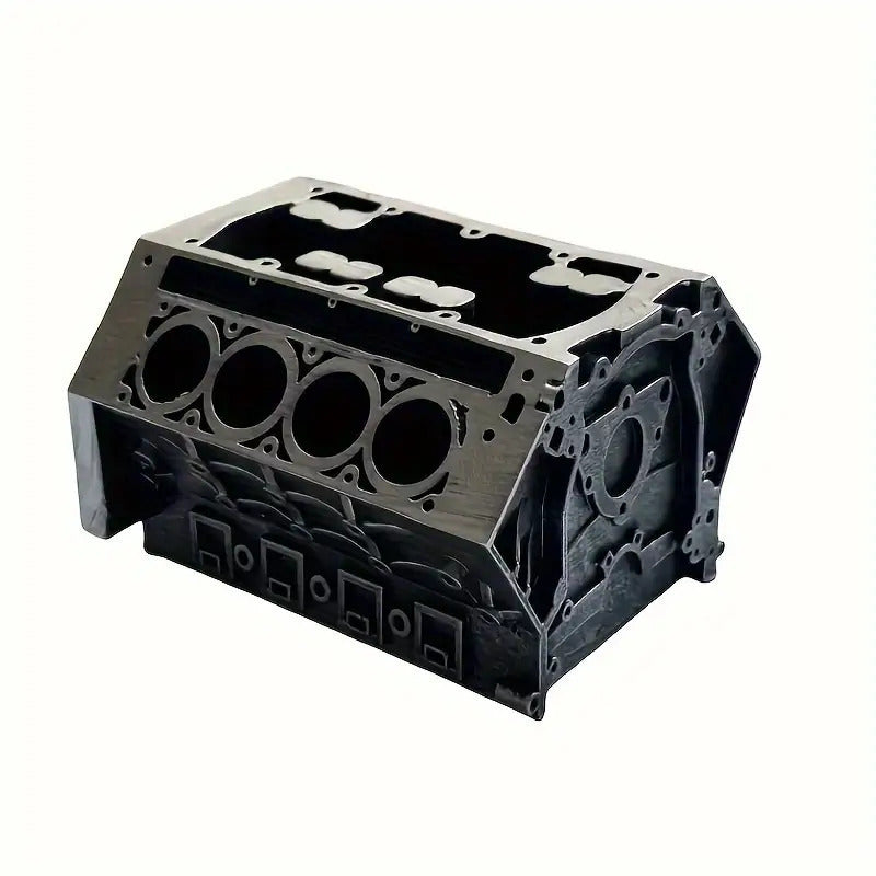 Engine Block Desk Organizer: Modern art for desktop/bookshelf. Holds business cards, a creative office accessory.