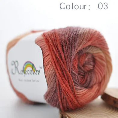 100% Wool Yarn Rainbow Color for Hand Knitting Crochet Plush Thickness Lanas Thread DIY Soft Scarf Shawl Sweater Free Shipping