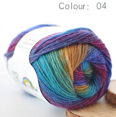 100% Wool Yarn Rainbow Color for Hand Knitting Crochet Plush Thickness Lanas Thread DIY Soft Scarf Shawl Sweater Free Shipping