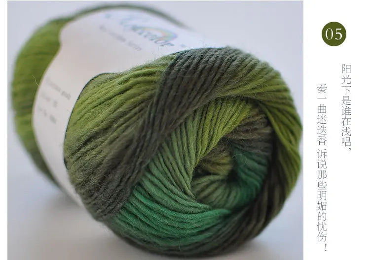 100% Wool Yarn Rainbow Color for Hand Knitting Crochet Plush Thickness Lanas Thread DIY Soft Scarf Shawl Sweater Free Shipping