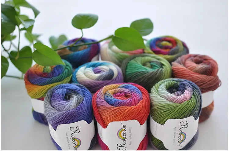 100% Wool Yarn Rainbow Color for Hand Knitting Crochet Plush Thickness Lanas Thread DIY Soft Scarf Shawl Sweater Free Shipping