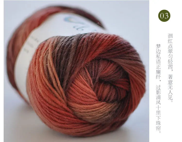 100% Wool Yarn Rainbow Color for Hand Knitting Crochet Plush Thickness Lanas Thread DIY Soft Scarf Shawl Sweater Free Shipping