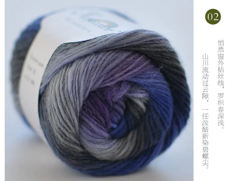 100% Wool Yarn Rainbow Color for Hand Knitting Crochet Plush Thickness Lanas Thread DIY Soft Scarf Shawl Sweater Free Shipping