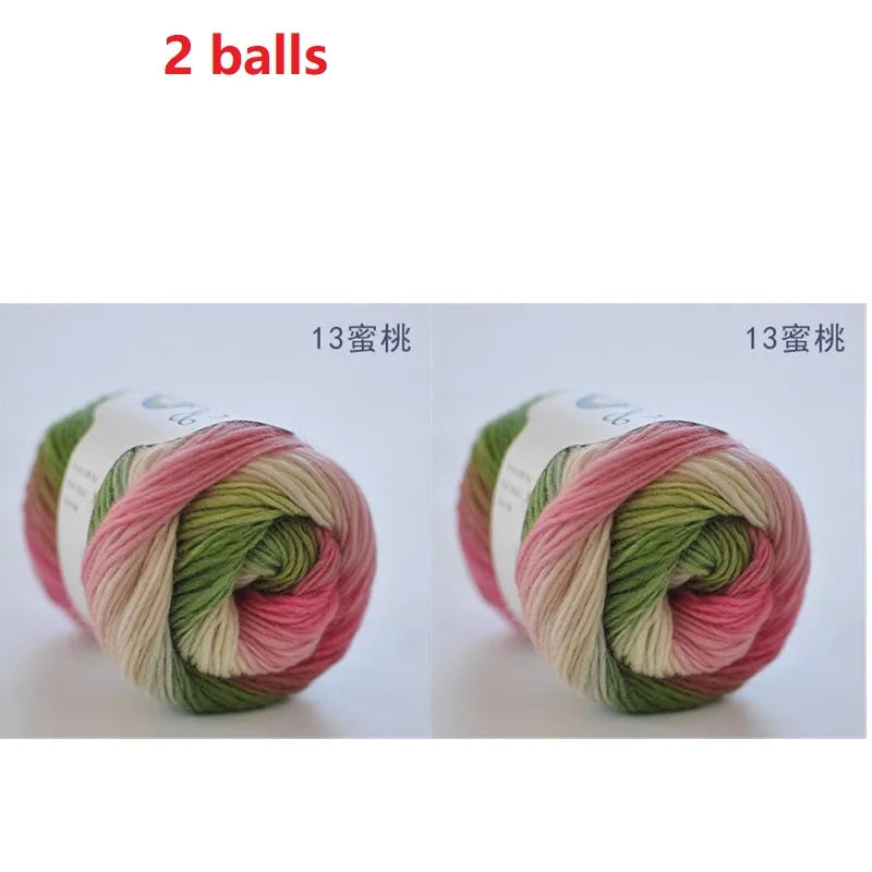 100% Wool Yarn Rainbow Color for Hand Knitting Crochet Plush Thickness Lanas Thread DIY Soft Scarf Shawl Sweater Free Shipping