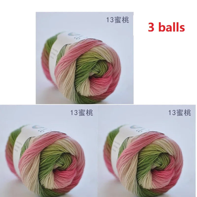 100% Wool Yarn Rainbow Color for Hand Knitting Crochet Plush Thickness Lanas Thread DIY Soft Scarf Shawl Sweater Free Shipping