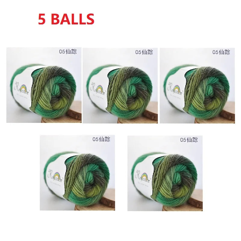 100% Wool Yarn Rainbow Color for Hand Knitting Crochet Plush Thickness Lanas Thread DIY Soft Scarf Shawl Sweater Free Shipping