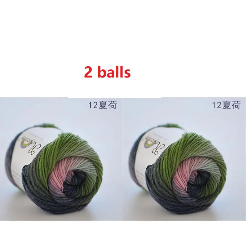 100% Wool Yarn Rainbow Color for Hand Knitting Crochet Plush Thickness Lanas Thread DIY Soft Scarf Shawl Sweater Free Shipping