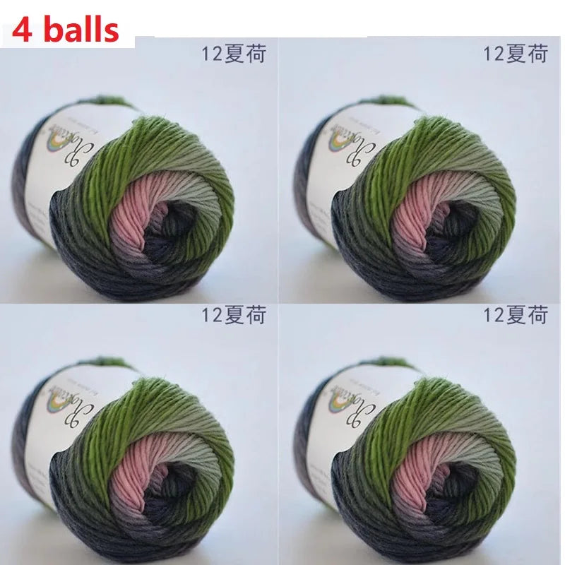 100% Wool Yarn Rainbow Color for Hand Knitting Crochet Plush Thickness Lanas Thread DIY Soft Scarf Shawl Sweater Free Shipping